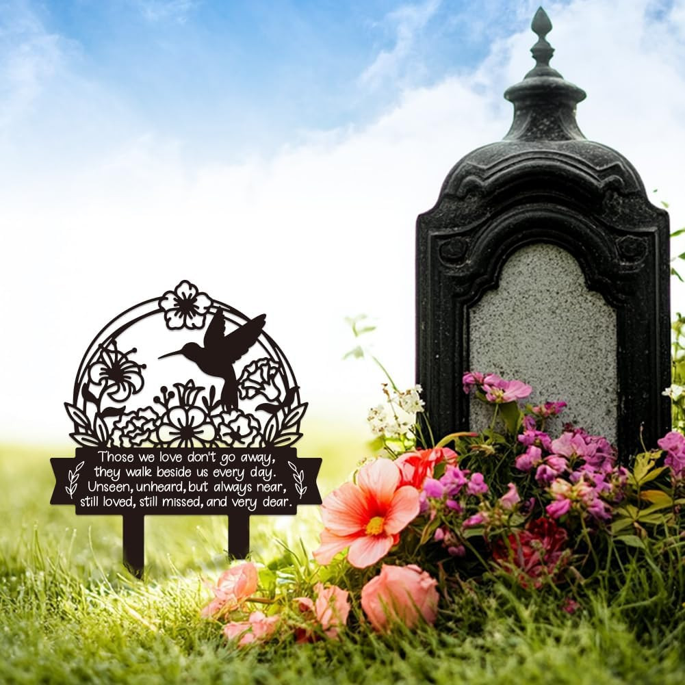 Hummingbird Grave Marker Cemetery Decorations for Grave Metal Memorial Grave Sta