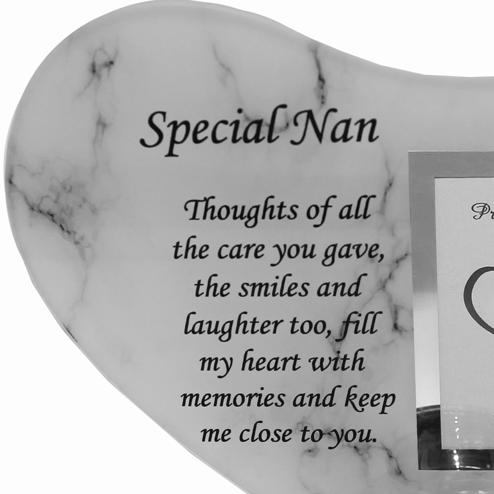Glass Memorial Tea Light Candle Holder Photo Frame Marble Effect – Nan