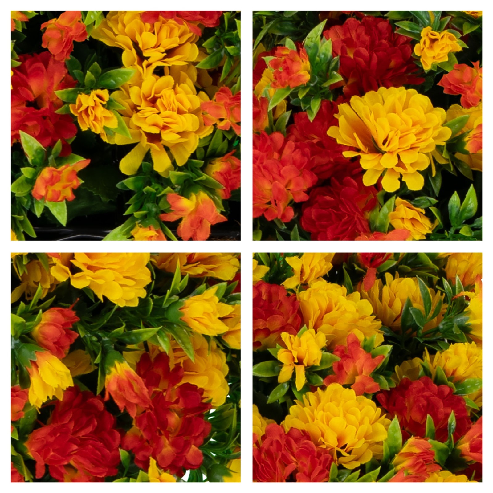 Artificial Cemetery Flowers – Sunset Orange Mums Hanging Basket
