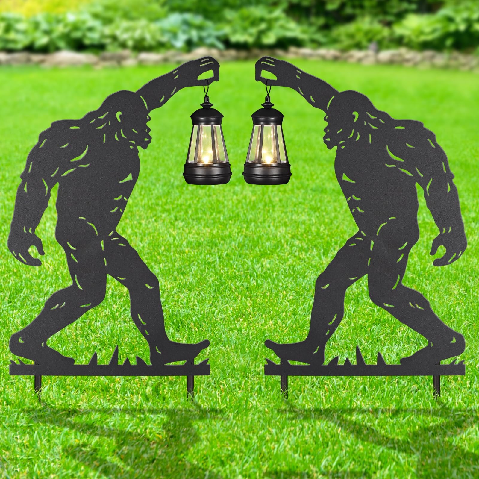 Solar Outdoor Garden Lights Stakes Metal Bigfoot Lawn Decor for Gifts