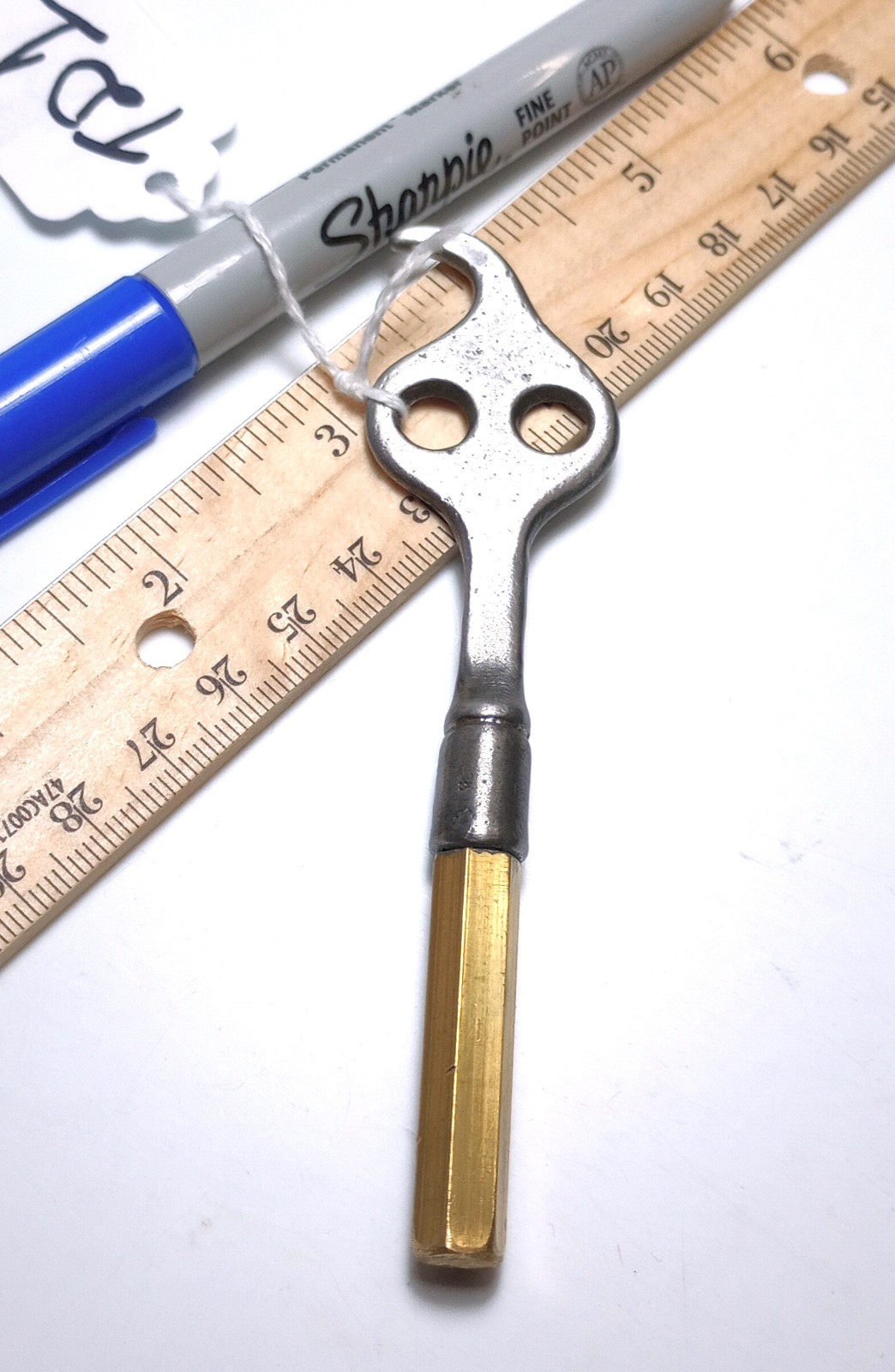 Smaller Iron and Brass Pocket Casket Key / Coffin Key