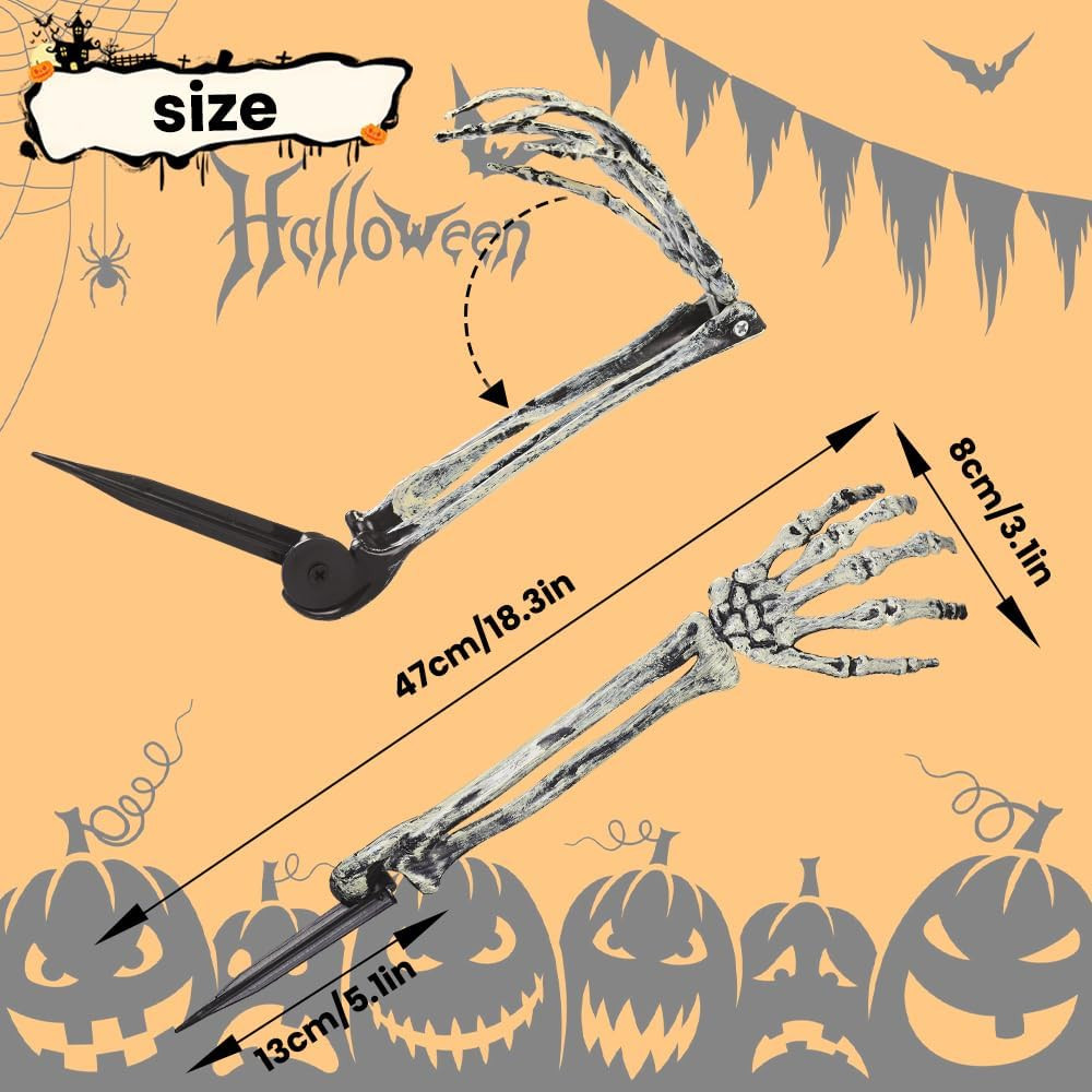 10 PCS Halloween Skeleton Arms Decoration Realistic Skeleton Hands for Garden La