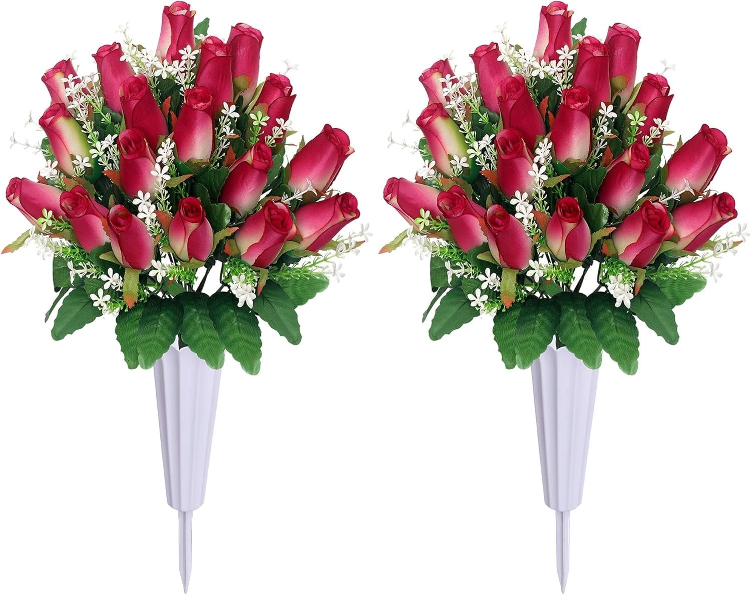 Forever Blooming Pink Rose Grave Decorations – Durable Outdoor Floral Set