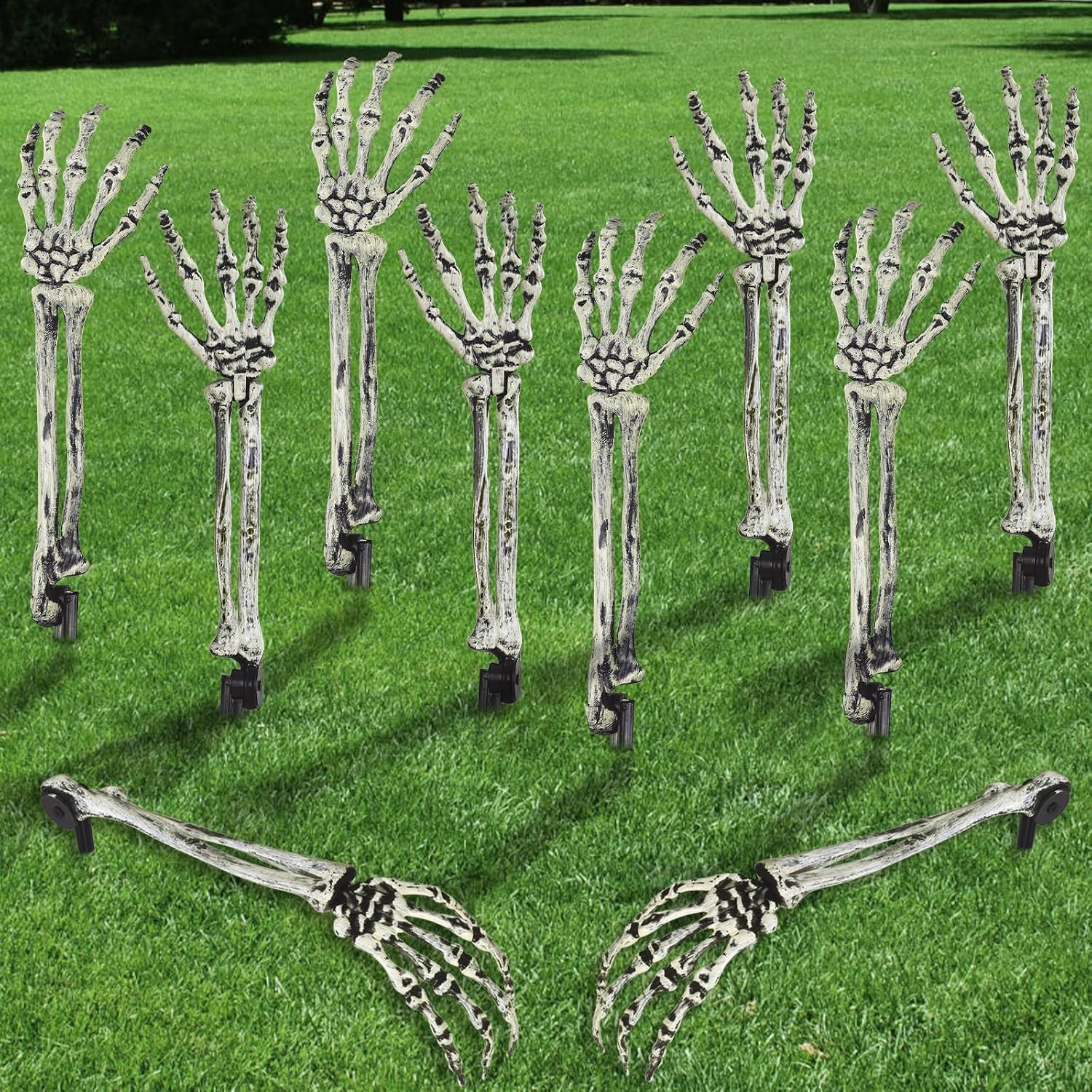 DIYDEC 10 PCS Halloween Skeleton Arms Decoration Realistic Skeleton Hands for Ga