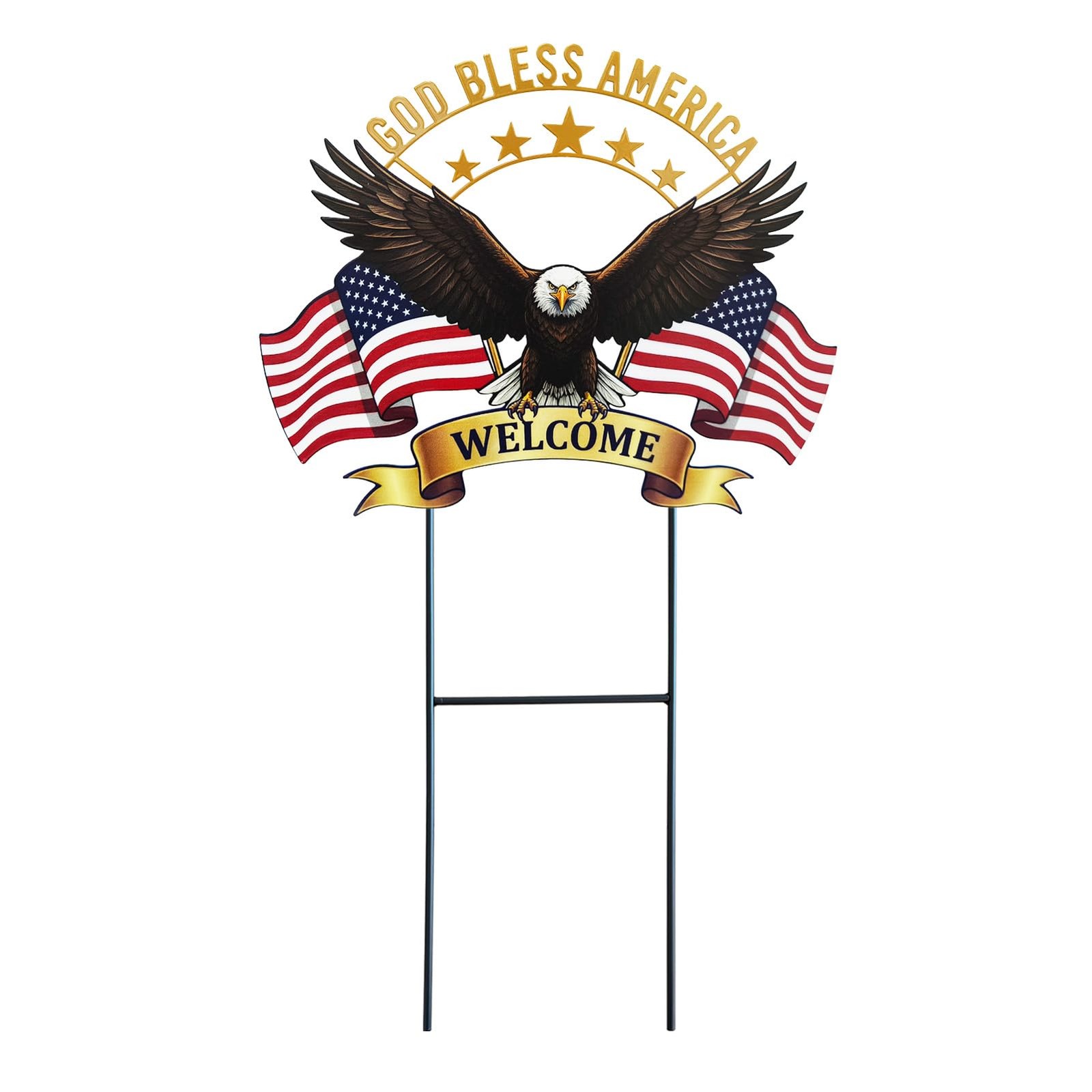 4th of July Decorations Outdoor,25.4″ 250th 25.5 Inches, Eagle Stakes-z-w