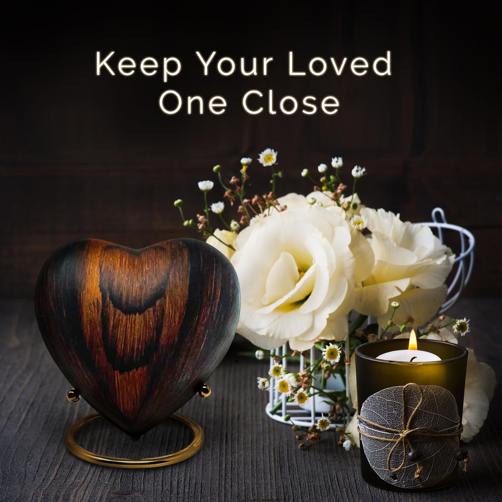 Small Urns for Ashes Keepsake Heart Shape Design, Miniature Cherry