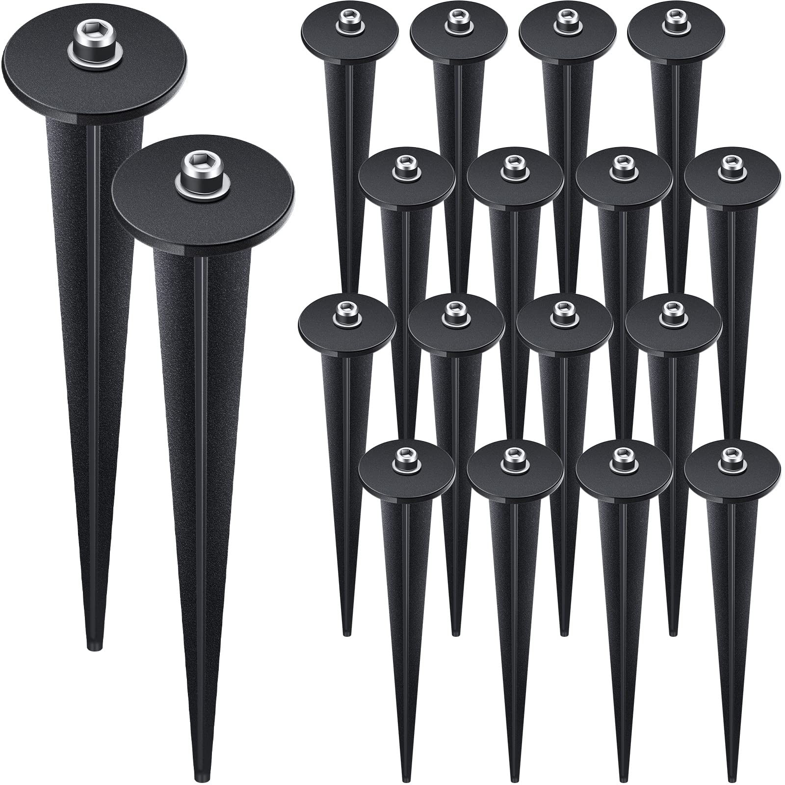 16 Packs Threaded Spike Flood Light Ground Stake Metal Stakes for Solar Light…
