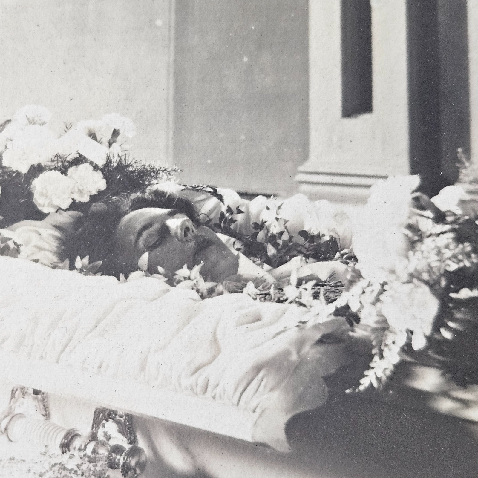 Vintage Clear Lg Cabinet Card Photo Beautiful Woman Deceased Post Mortem Casket