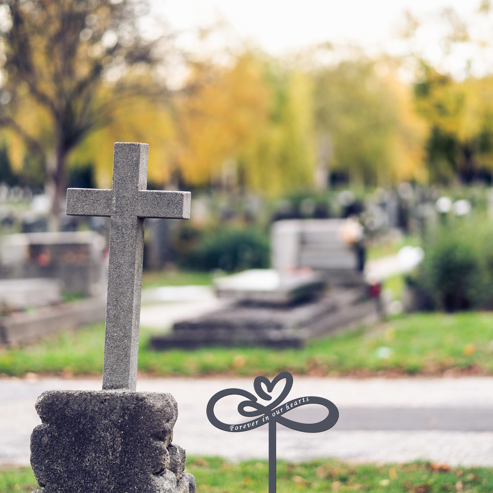 Heart Memorial Plaque Stake, Forever in Our Hearts Memorial Stakes, Cemetery …