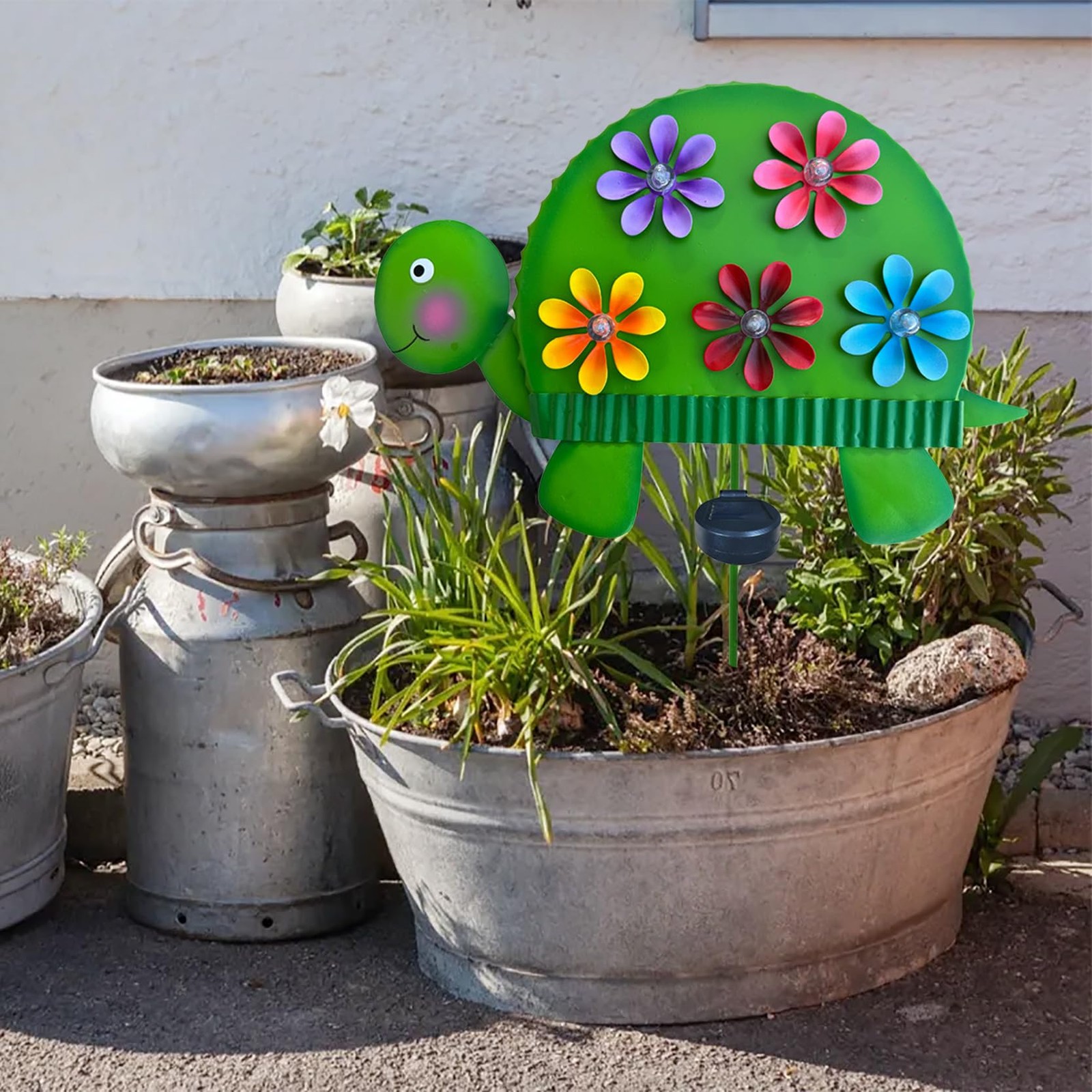 Solar Garden Stake Outdoor Decor – Metal Turtle Solar Lights with 5 Colorful …