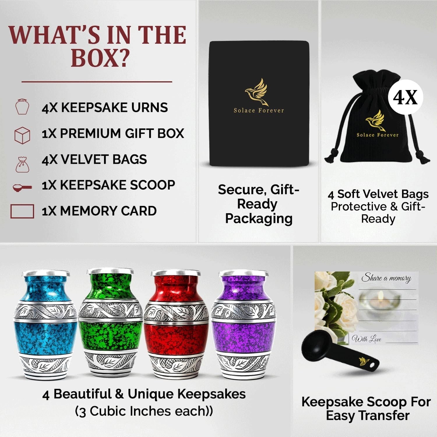 Small Urns for Human Ashes Keepsake Set – Mini Urns for Ashes Men & Women – H…