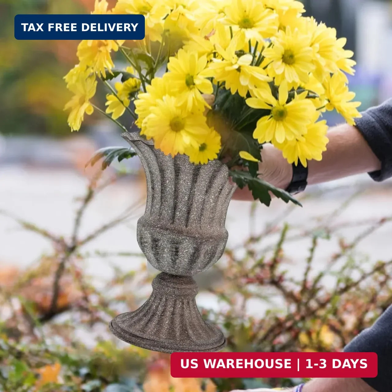 Decorative Cemetery Memorial Vase 6.29X4.92X4.92In Metal Graveyard Flower Pot Ur