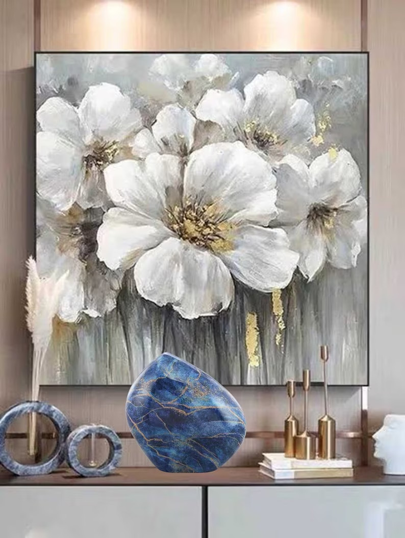 Blue Marble Rock Urn – Handcrafted Solid Metal Mountain/ Rock Cremation Urn