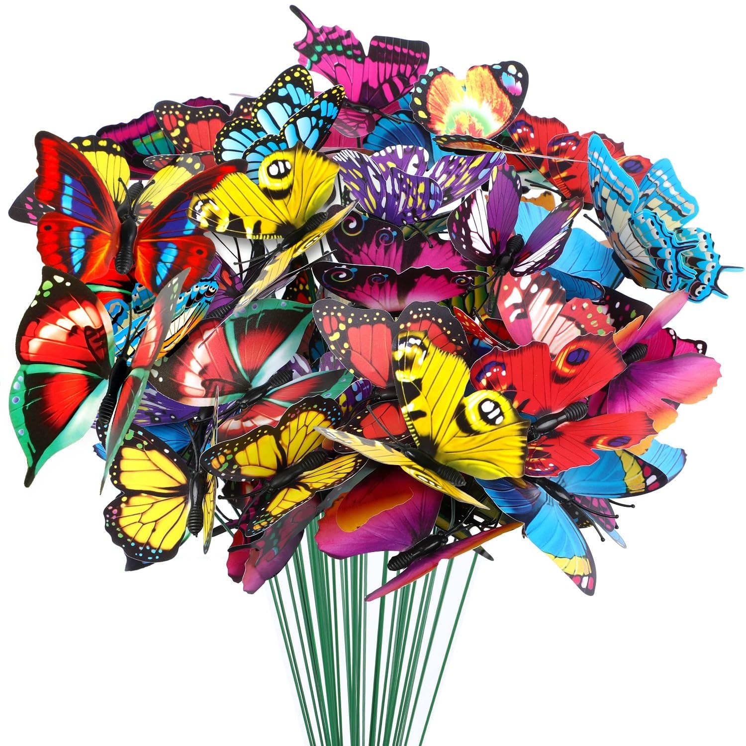 Butterfly Decorations, 75 Pcs Butterfly Stakes PVC Waterproof Decorative