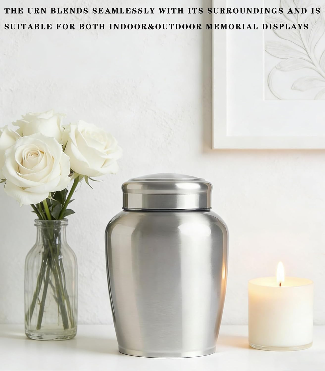 Large Stainless Steel Silver Urn for Ashes Adult Male & Female Cremation Urn for