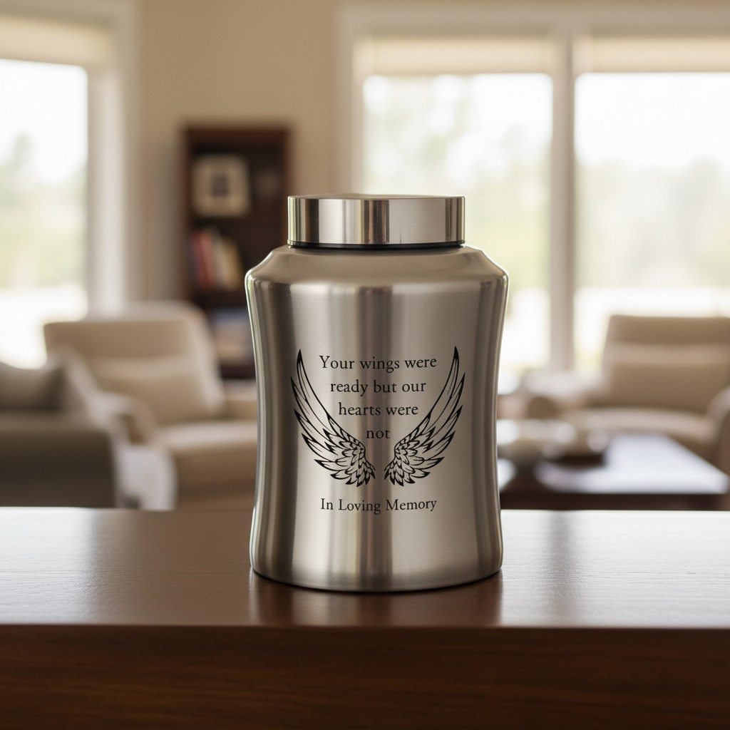 Polished Silver Cremation Urn for Ashes – Large 99.8L Capacity & Durable Design