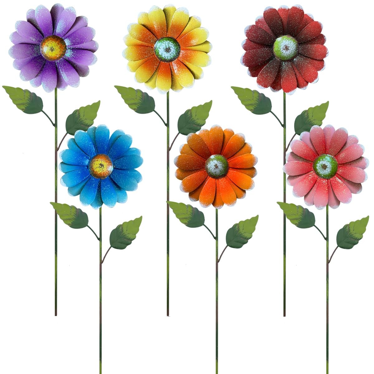 Metal Flower Garden Stakes, 6 Pc. Set,22 inch Outdoor Decor Stakes for Spring…