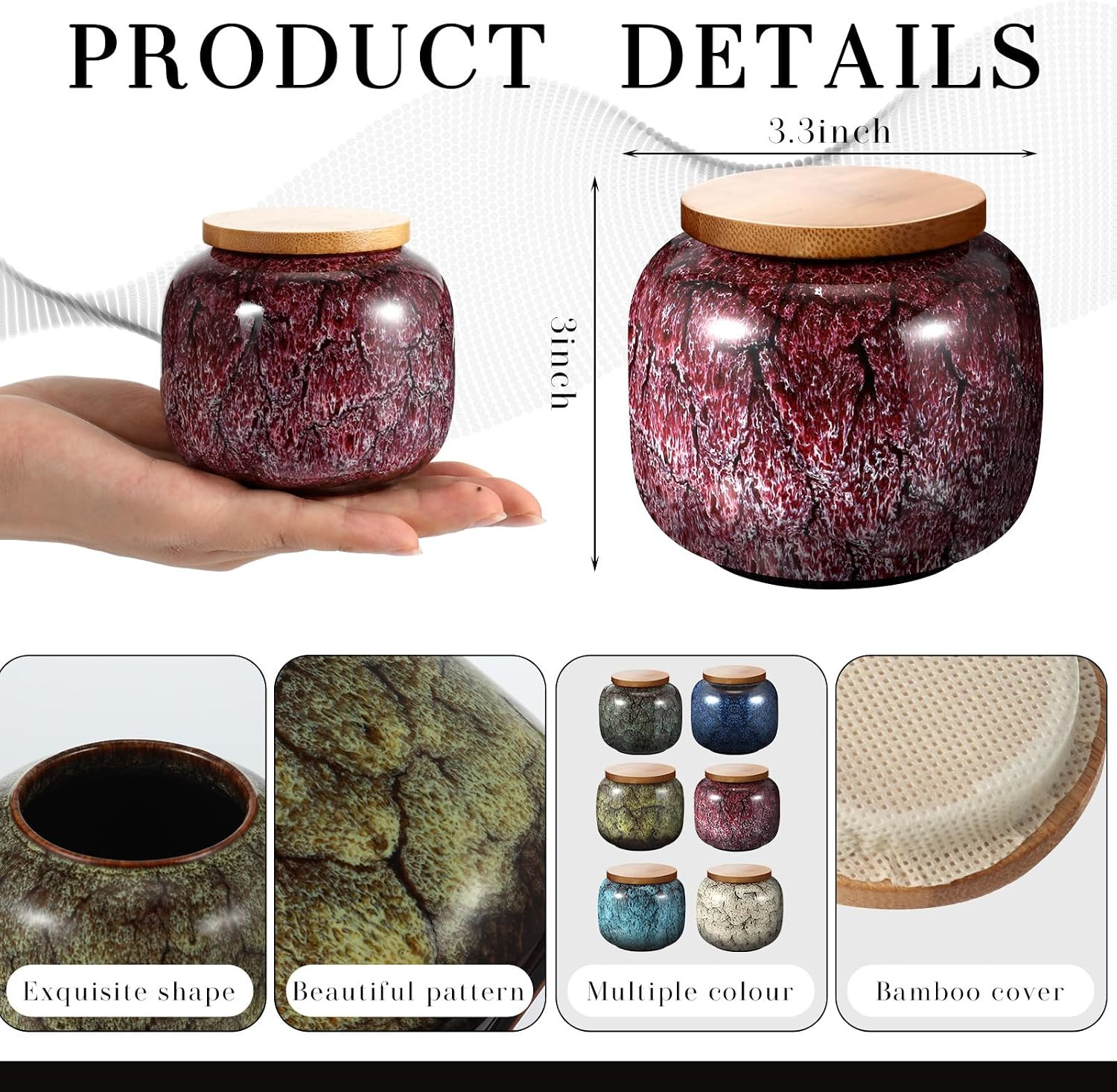 6 Pack Mini Ceramic Cremation Urns for Human Ashes, Keepsake Memorial Urns with