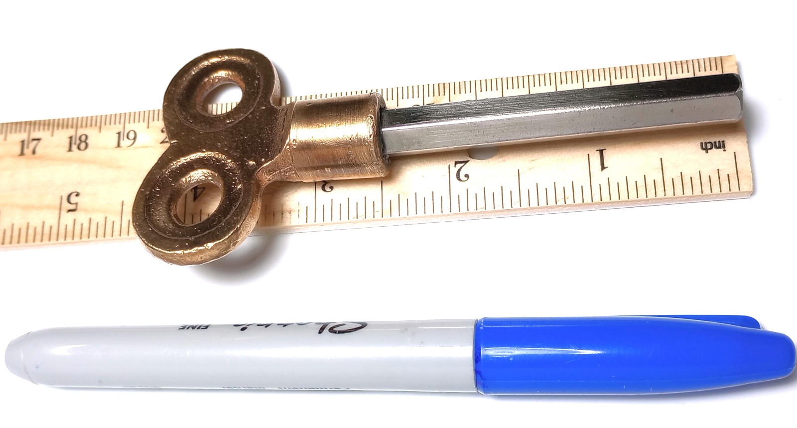 Brass and Steel Pocket Casket Key / Coffin Key