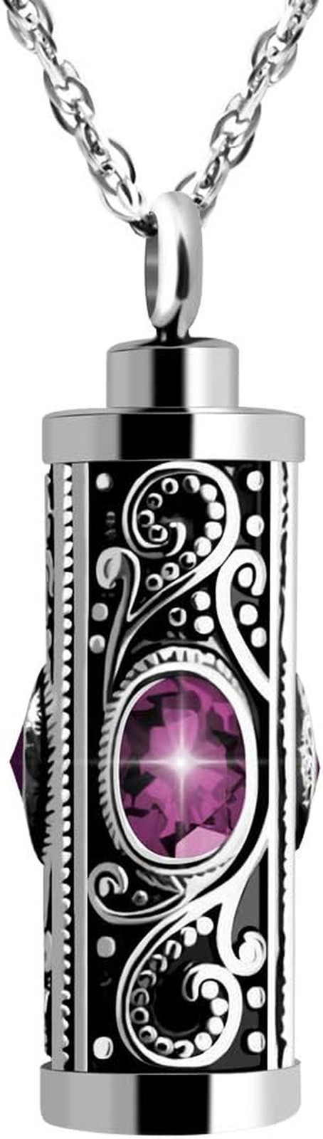 Crystal Cremation Urn Necklace for Ashes Keepsake Stainless Steel Memorial Penda