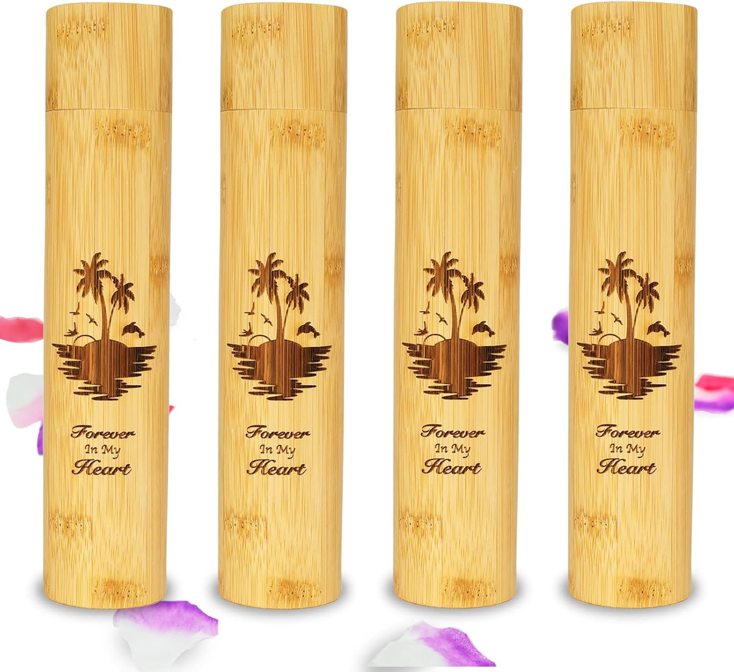 4 Pack Small Biodegradable Bamboo Scattering Tubes Urn for Human Ash | Nature Ba
