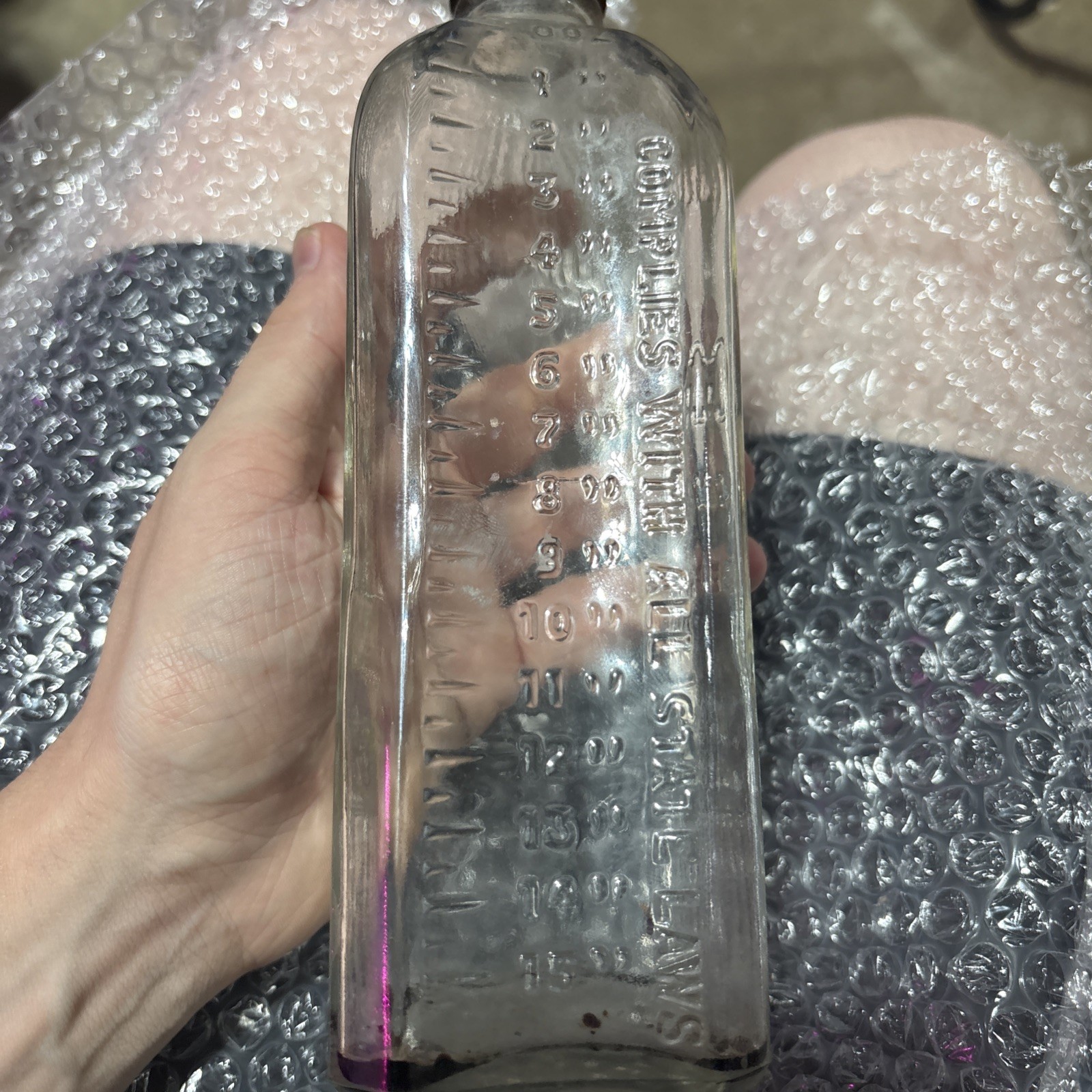 VINTAGE ANTIQUE CHAMPION EMBALMING FLUID GLASS BOTTLE WITH LID SPRINGFIELD OHIO