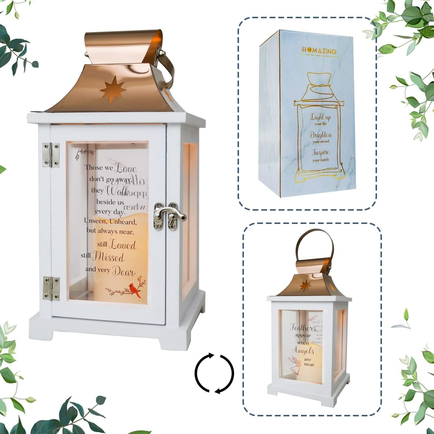 Large Cardinal Memorial Lantern – Sympathy Funeral Gifts – 12.6″ – Remembrance