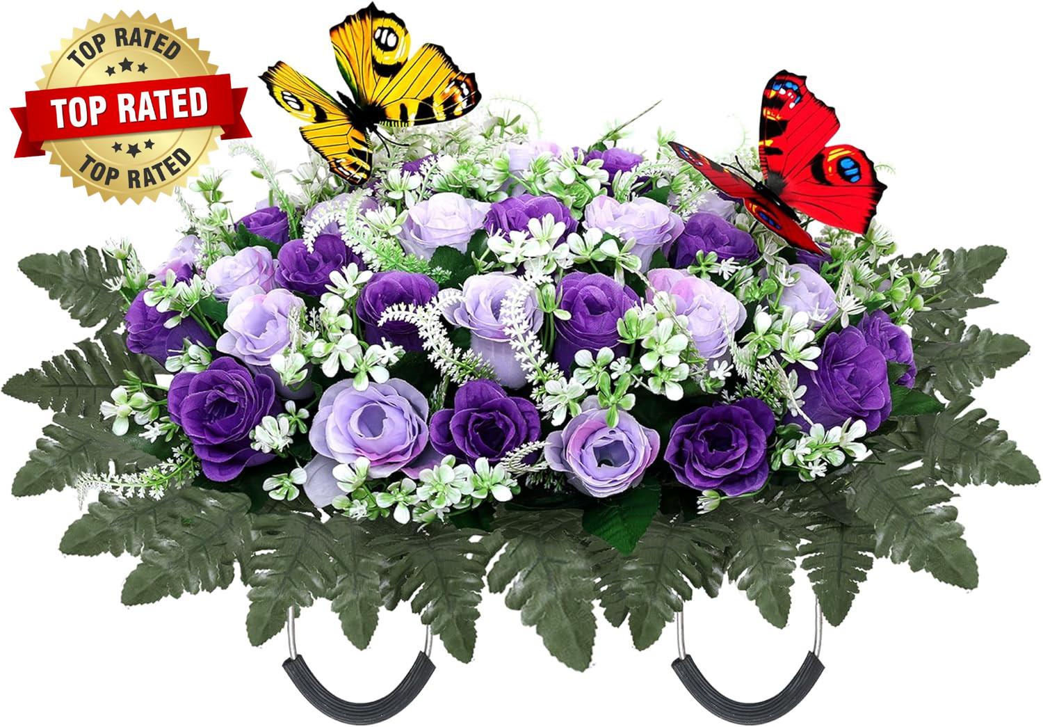 Artificial Cemetery Flowers for Grave Large Headstone Flower Saddle Realistic Gr