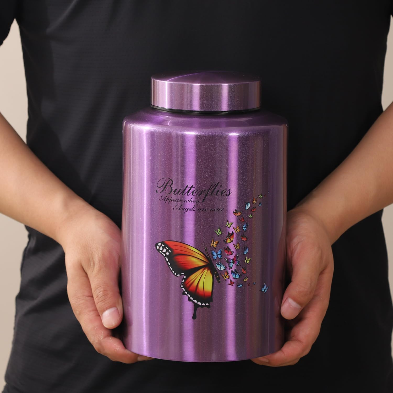 Urns for Human Ashes Adult Female up to 220 Lbs,Purple Butterfly Urn for Mom Ash