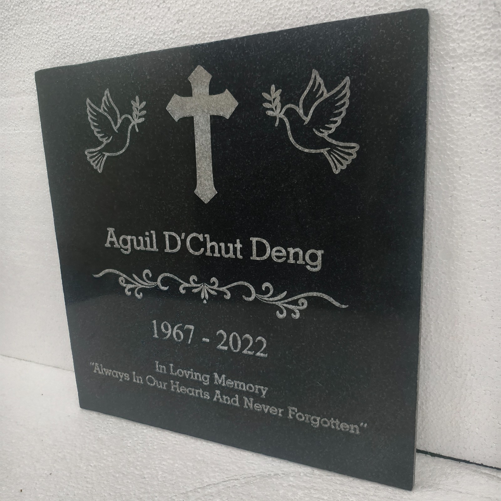 Custom Granite Memorial Stone 12×12 Engrave Headstone for Cemetery Grave or Home