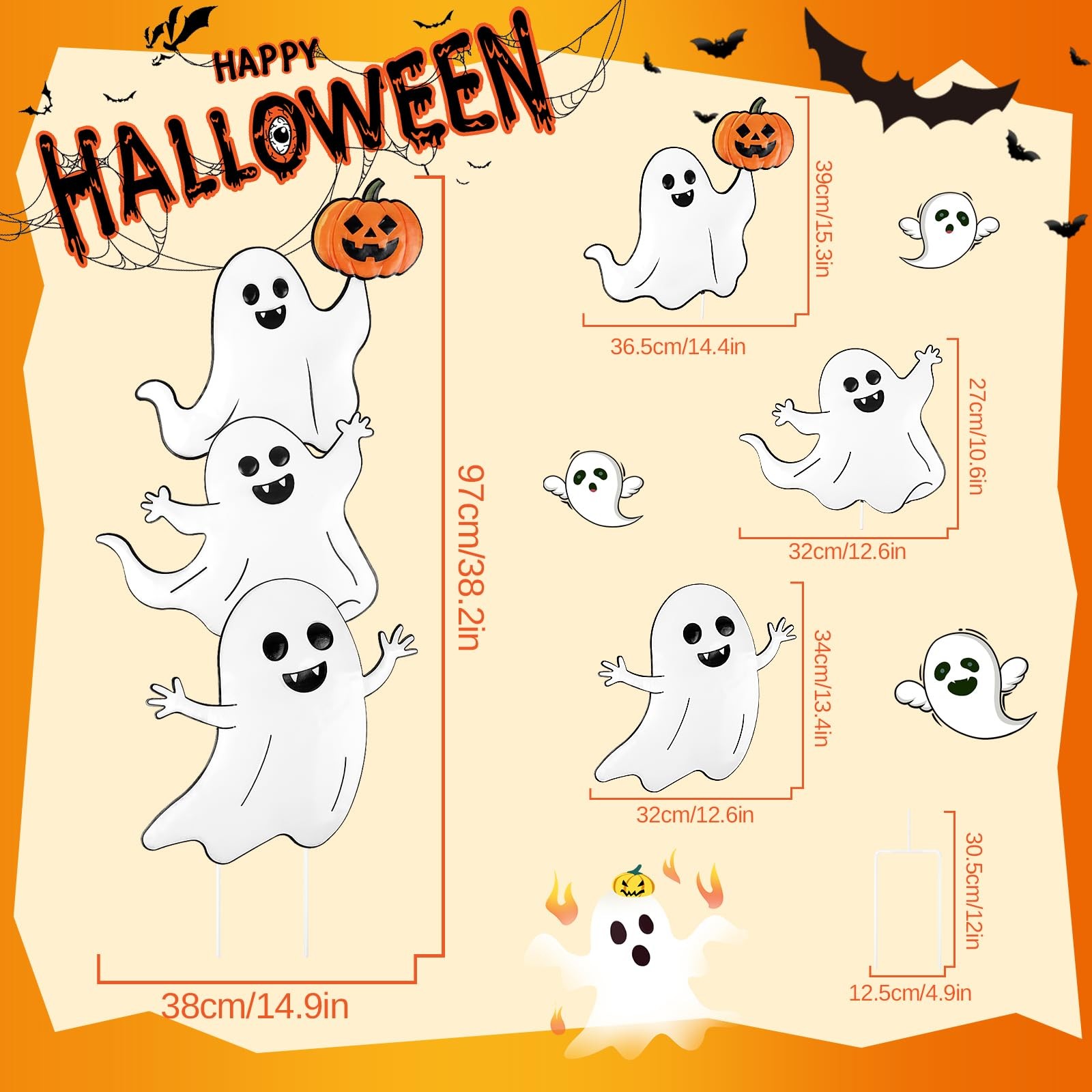 Halloween Ghost Yard Signs Metal Ghost Yard Sign with Pumpkin Halloween Metal…