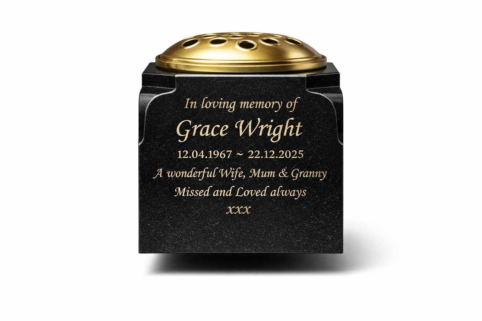 Personalised Granite Memorial Grave Vase Cemetery Vase Grave Rosebowl