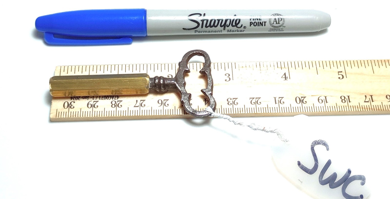 Small Cast Iron and Brass Pocket Casket Key Keychain Coffin Key