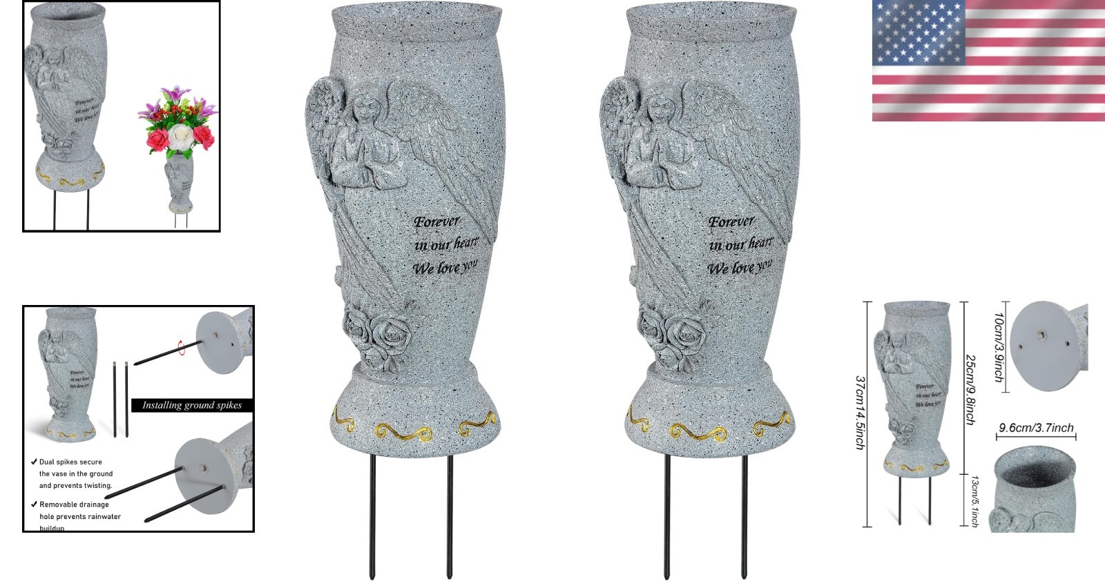 Memorial Angel Vases for Artificial Flowers