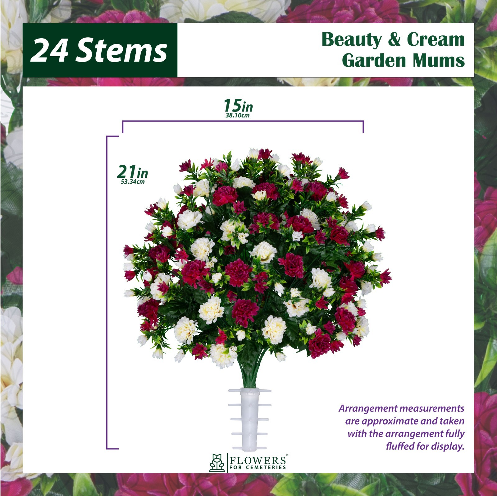 Artificial Cemetery Flowers – Beauty and Cream Garden Mums Bouquet