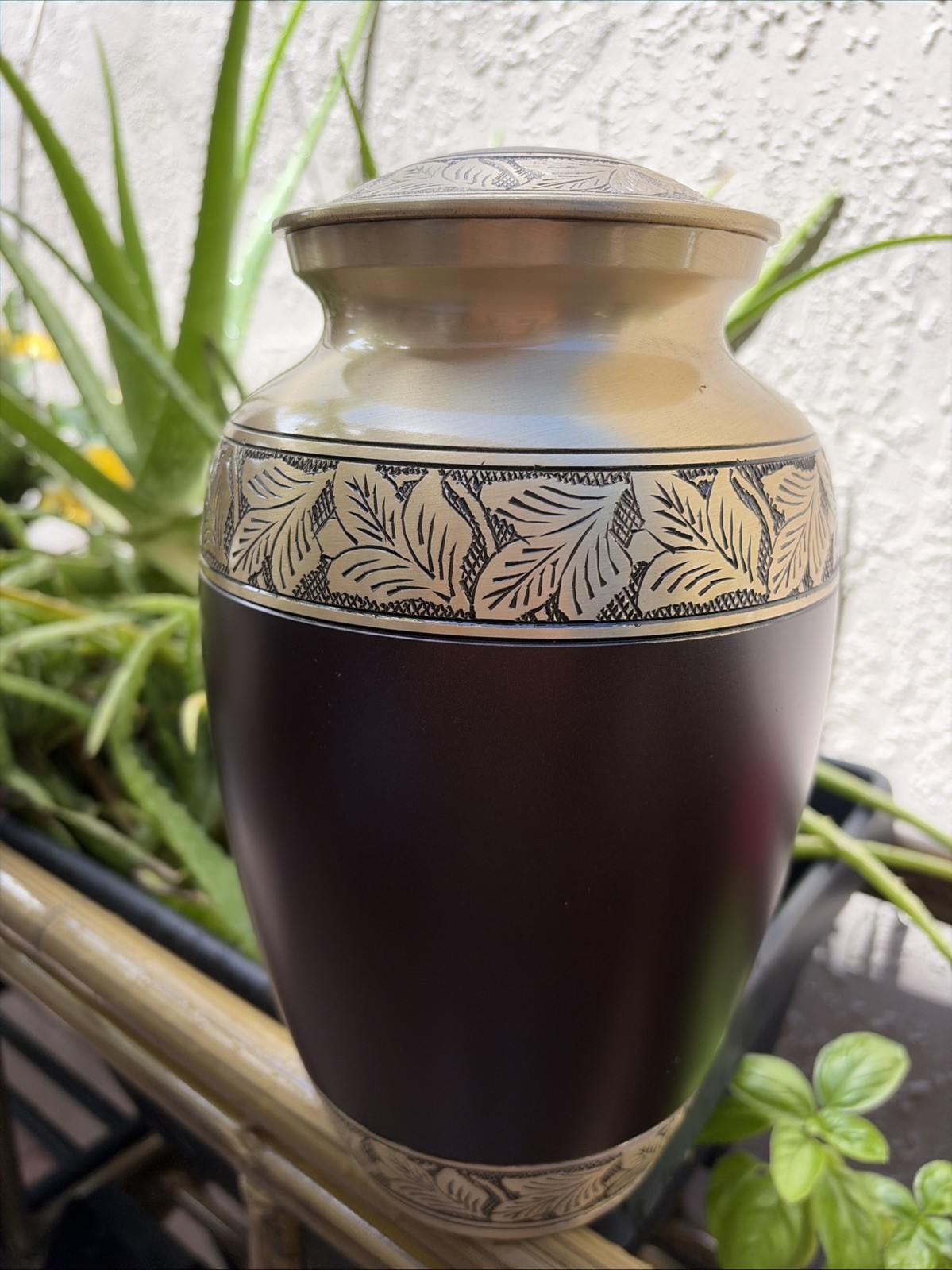 New Cremation Urns Funeral Adult Urn for Human Ashes Brown And Gold