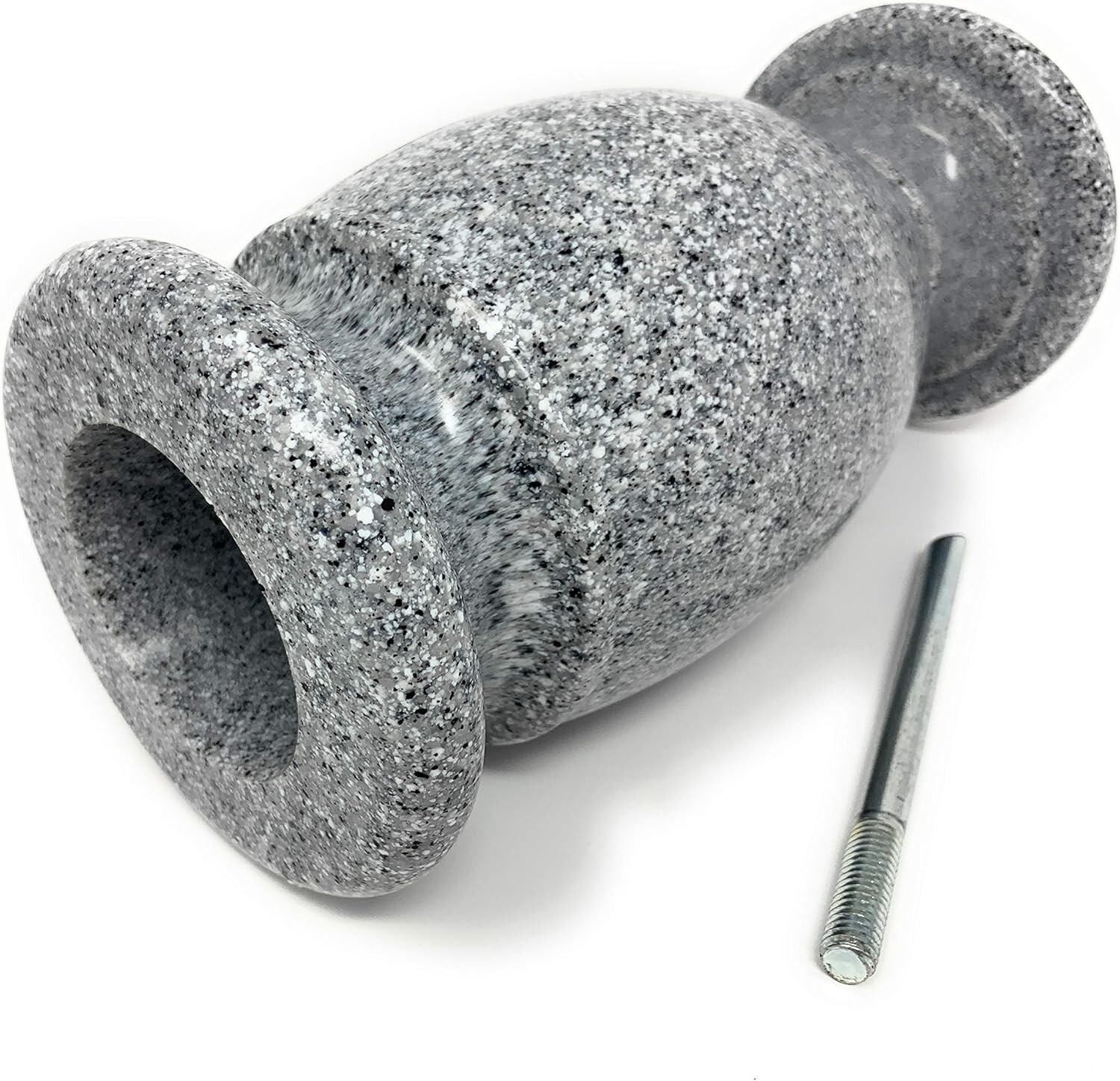 Light Grey Granite Memorial Vase for Headstone Flowers – Secure Spike Included