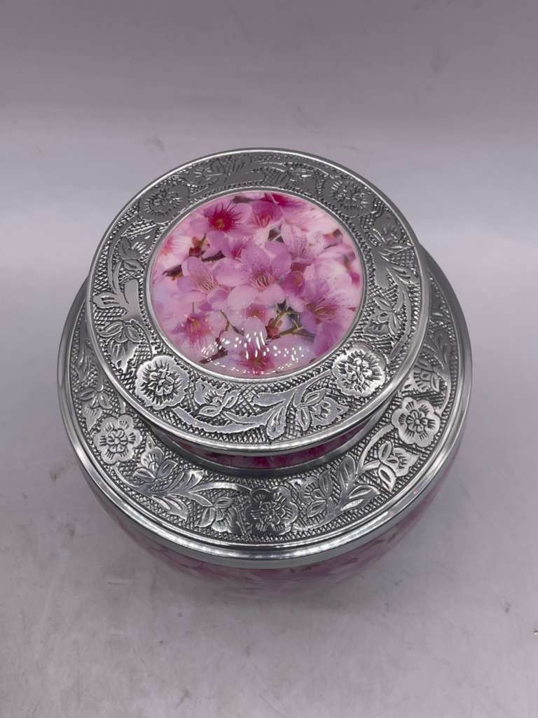 Pink Cherry Blossom Cremation Urn Large Adult Memorial Ashes Urn w/ Bag – OB