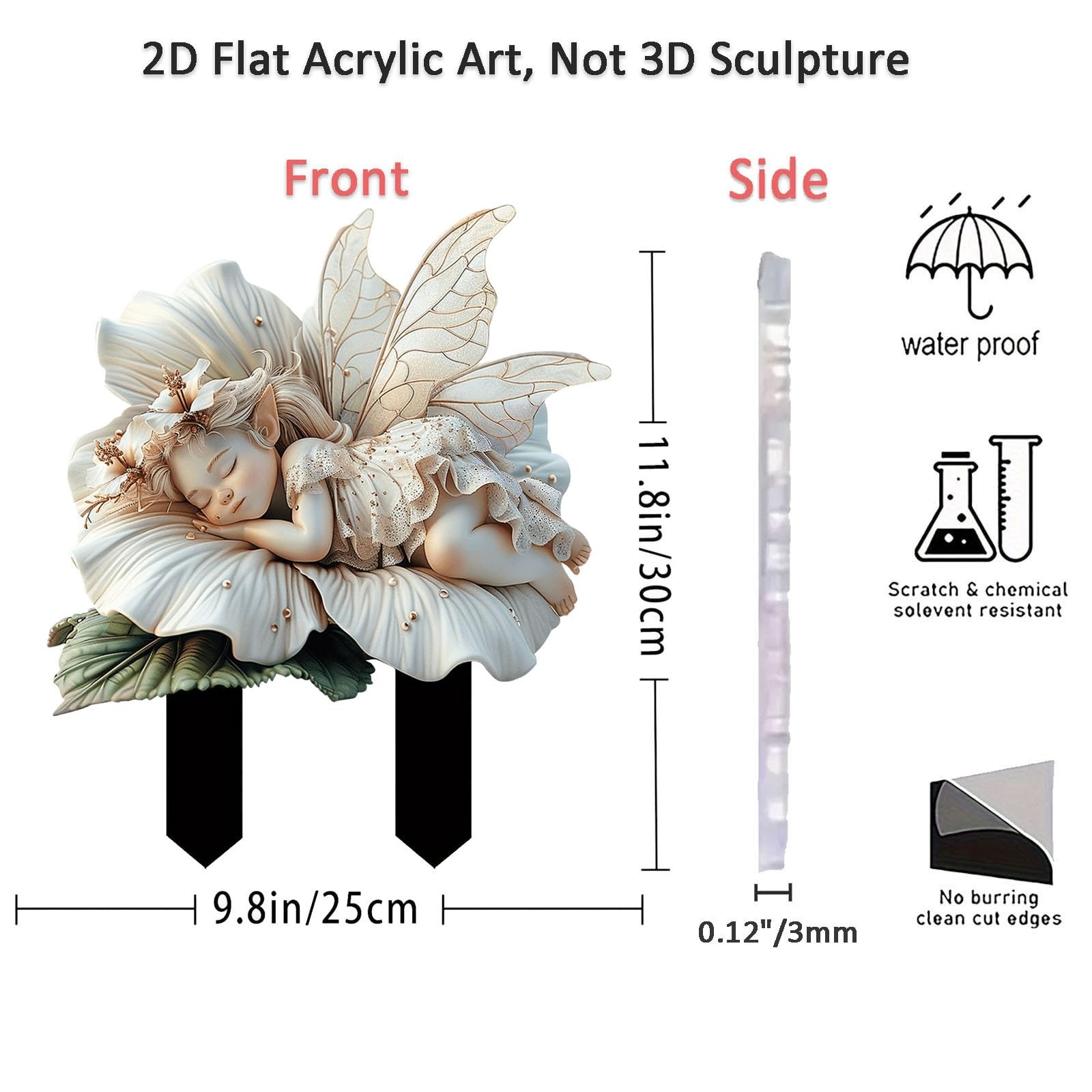 Flower Elf Garden Stake Decor, 2D Flat Acrylic Fairy Panel Decoration, Fairy …