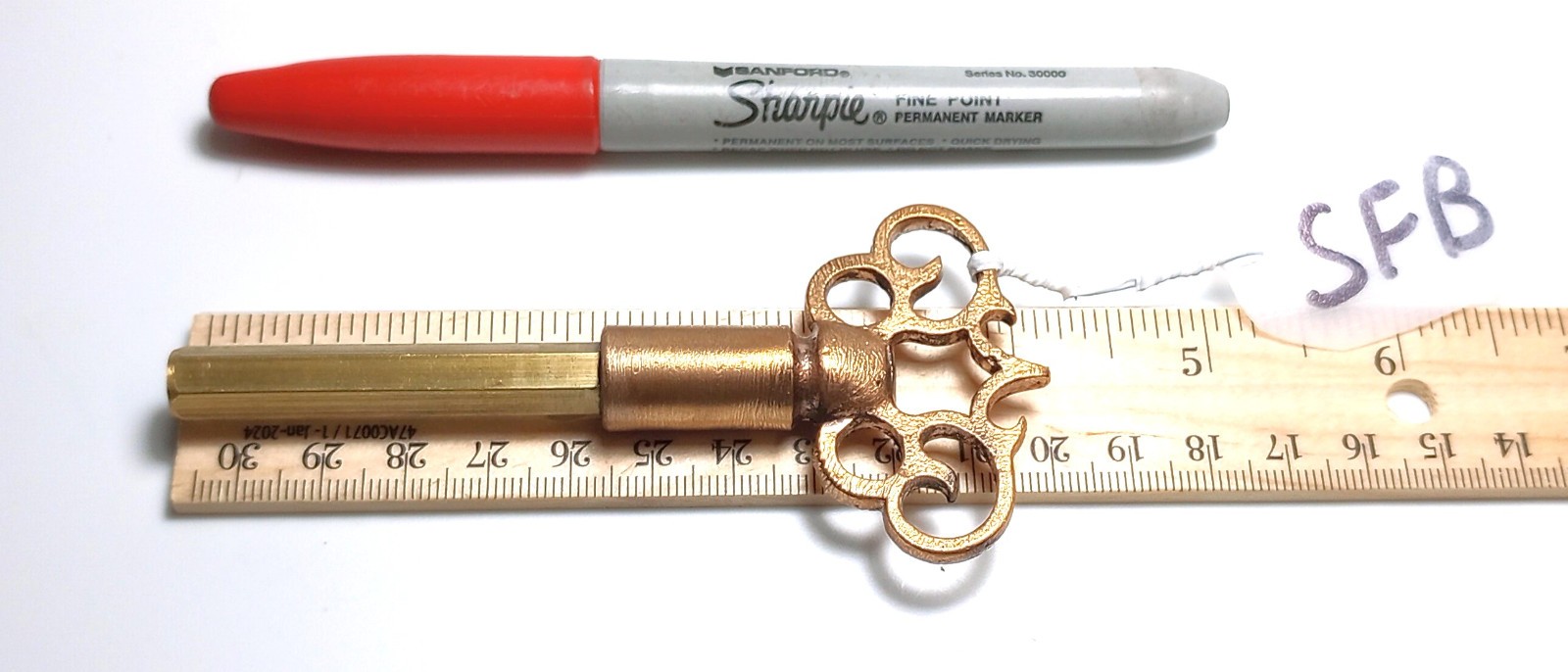 Ornate Brass Casket Key / Coffin Key