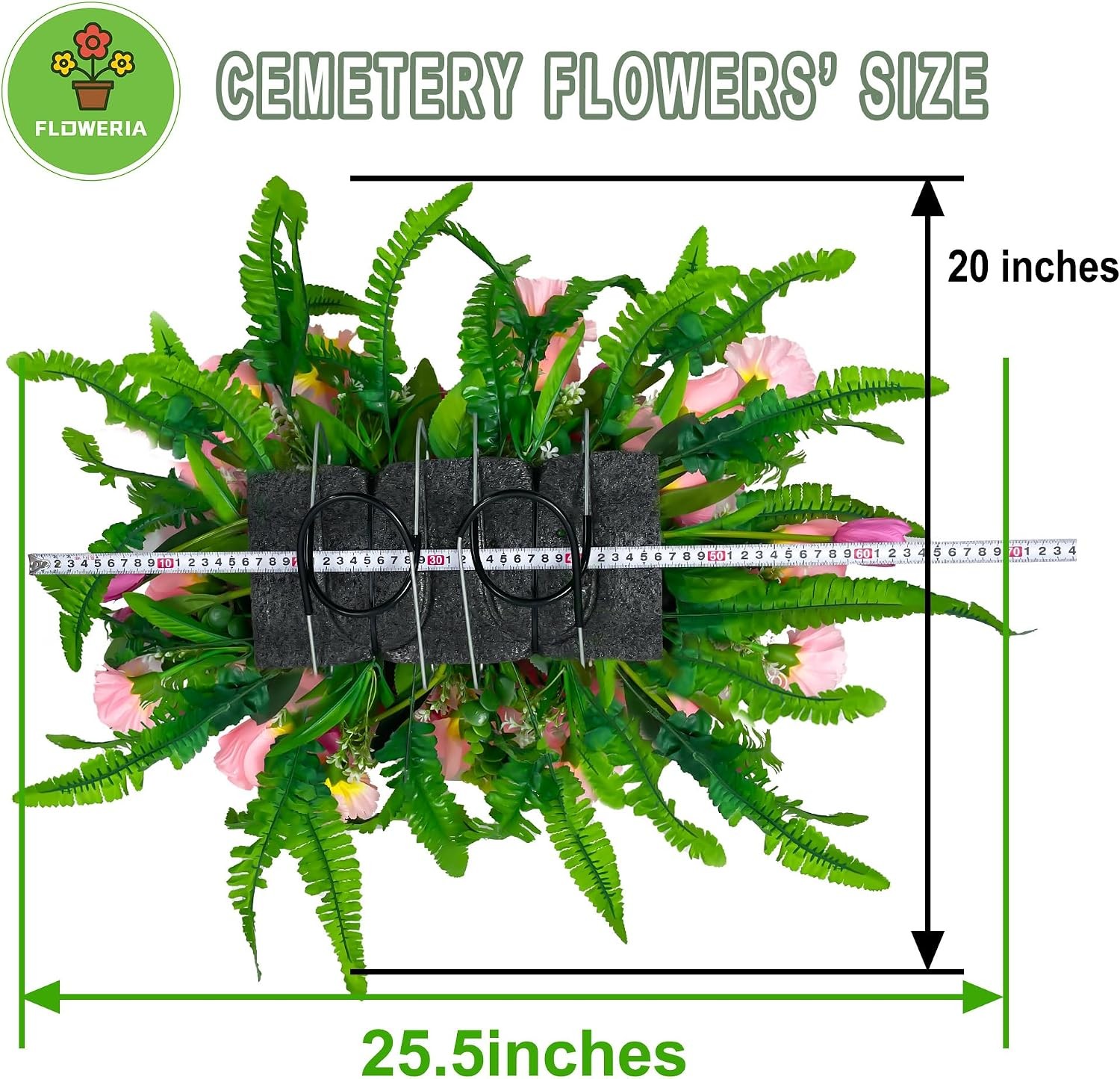 Artificial Cemetery Flowers – Outdoor Grave Saddle for Headstone Decorations