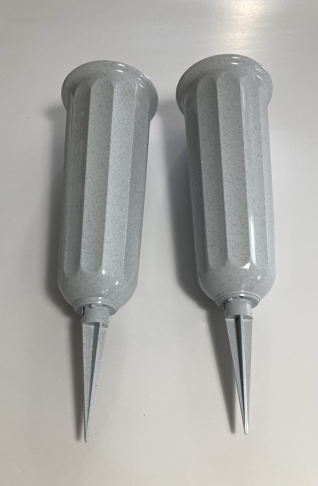 Cemetery Vase for memorial flowers. Package of two White with removable spikes