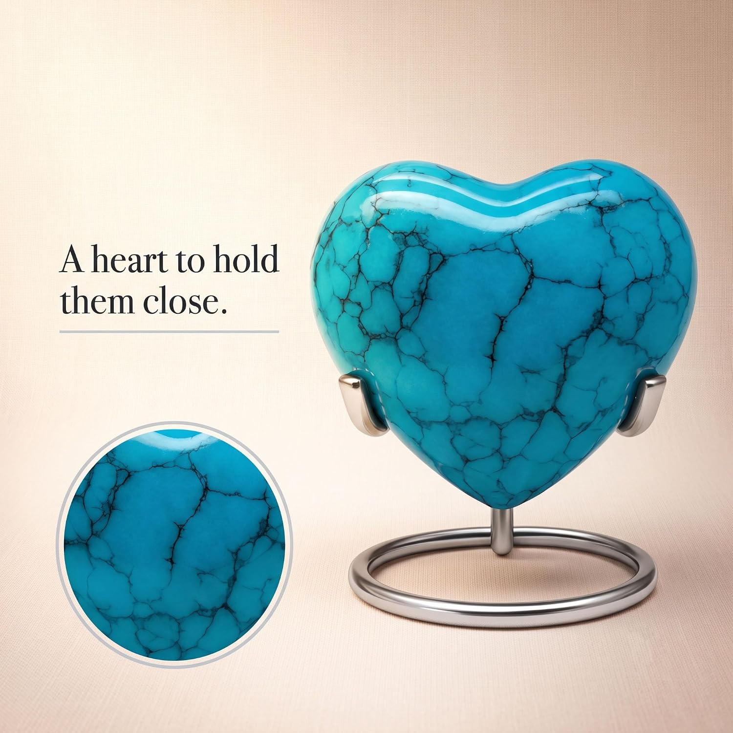 Small Urns for Human Ashes Keepsake – Heart Urn – Mini Urns with Stand & Box – a