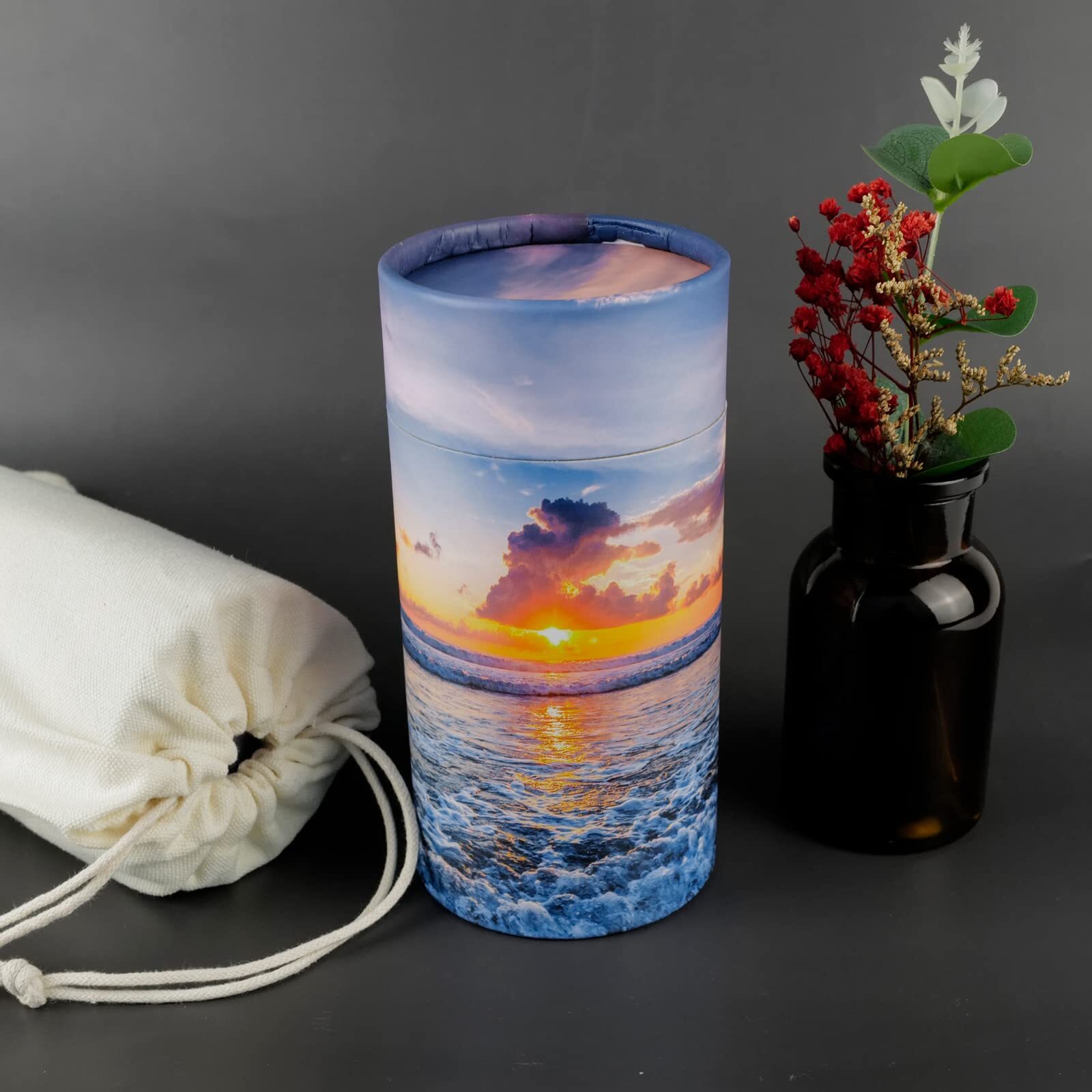 Set Of 2 40 Lbs Small Eco Scattering Tube Urn For Human Ashes Biodegradable Deco