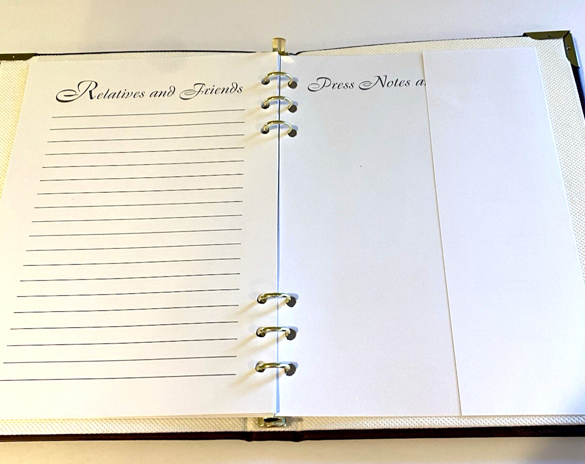 Funeral Guest Book Sign In Memorial Service Brown Gold 10″ x 7.5″ Unused Vintage