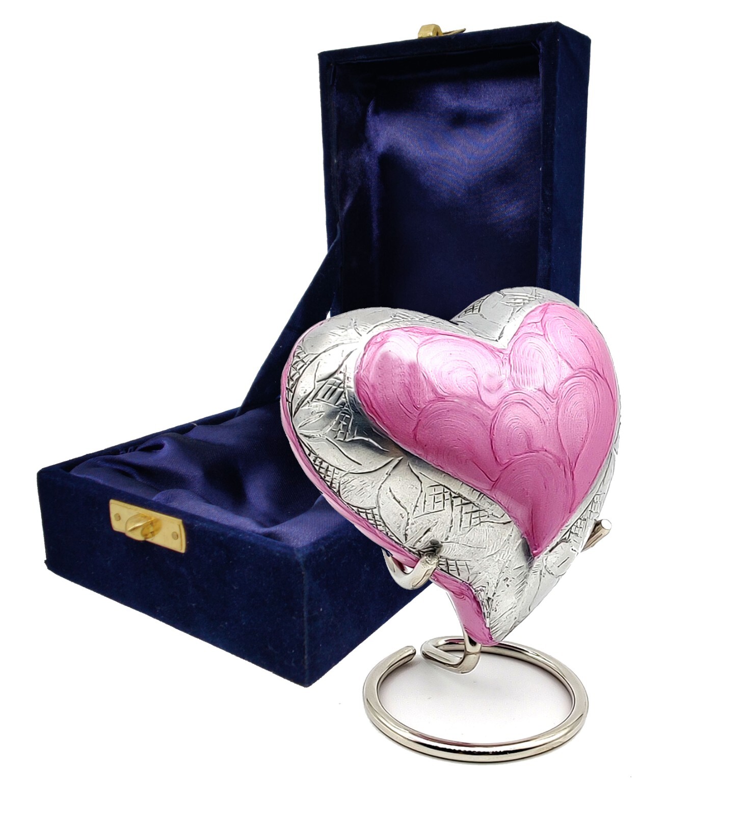 Pink Heart Keepsake Urn – Mini Ash Urn Small Handcrafted Cremation Urn for Ashes