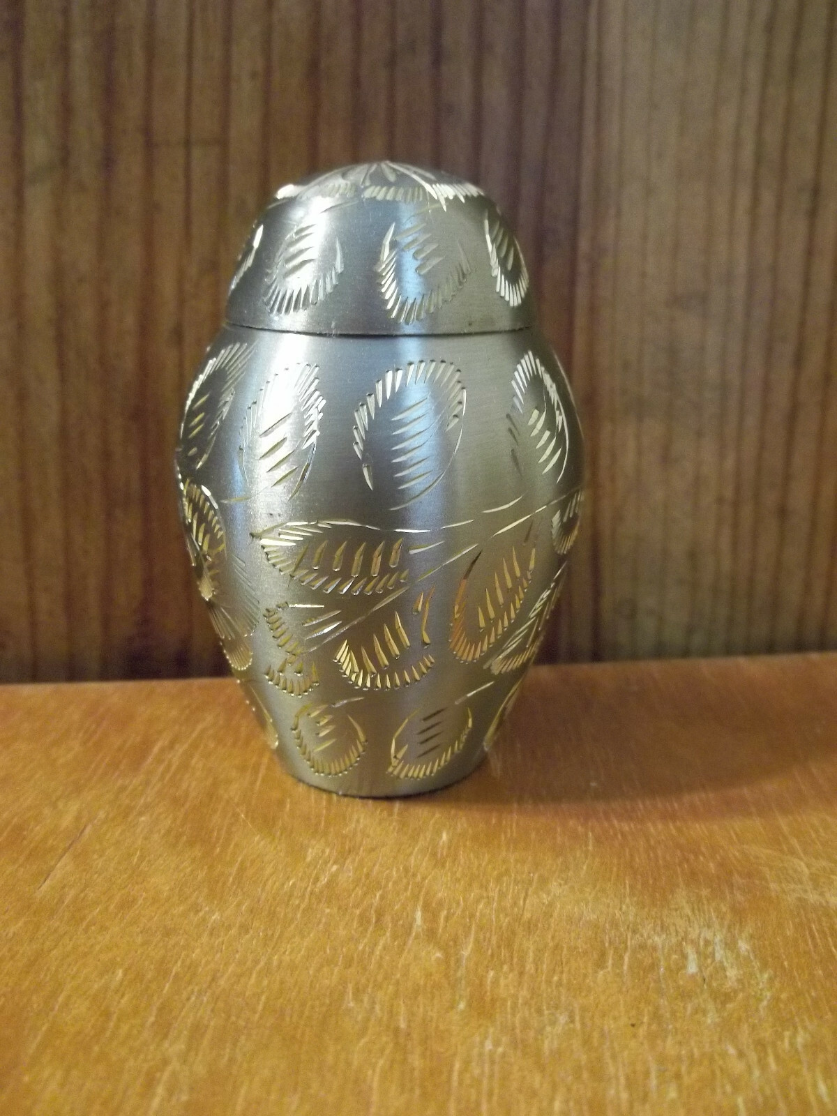 Lot of 2 Pewter w/Gold Flora Etched Design Brass Keepsake Mini Urns~~Save 30%