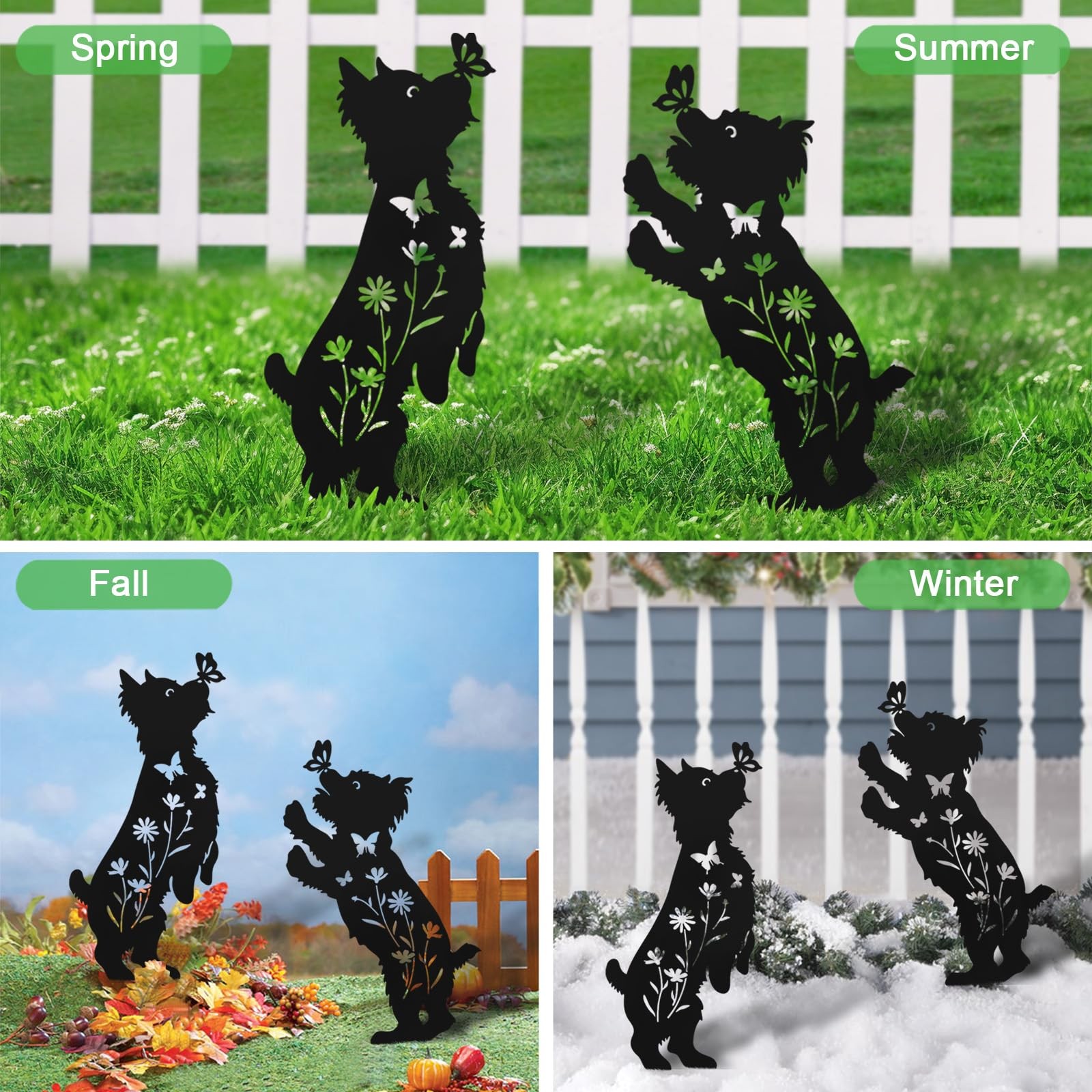 Dog Stakes for Outside, Lawn Ornaments Yorkie Metal Garden Decor for Outdoor,…