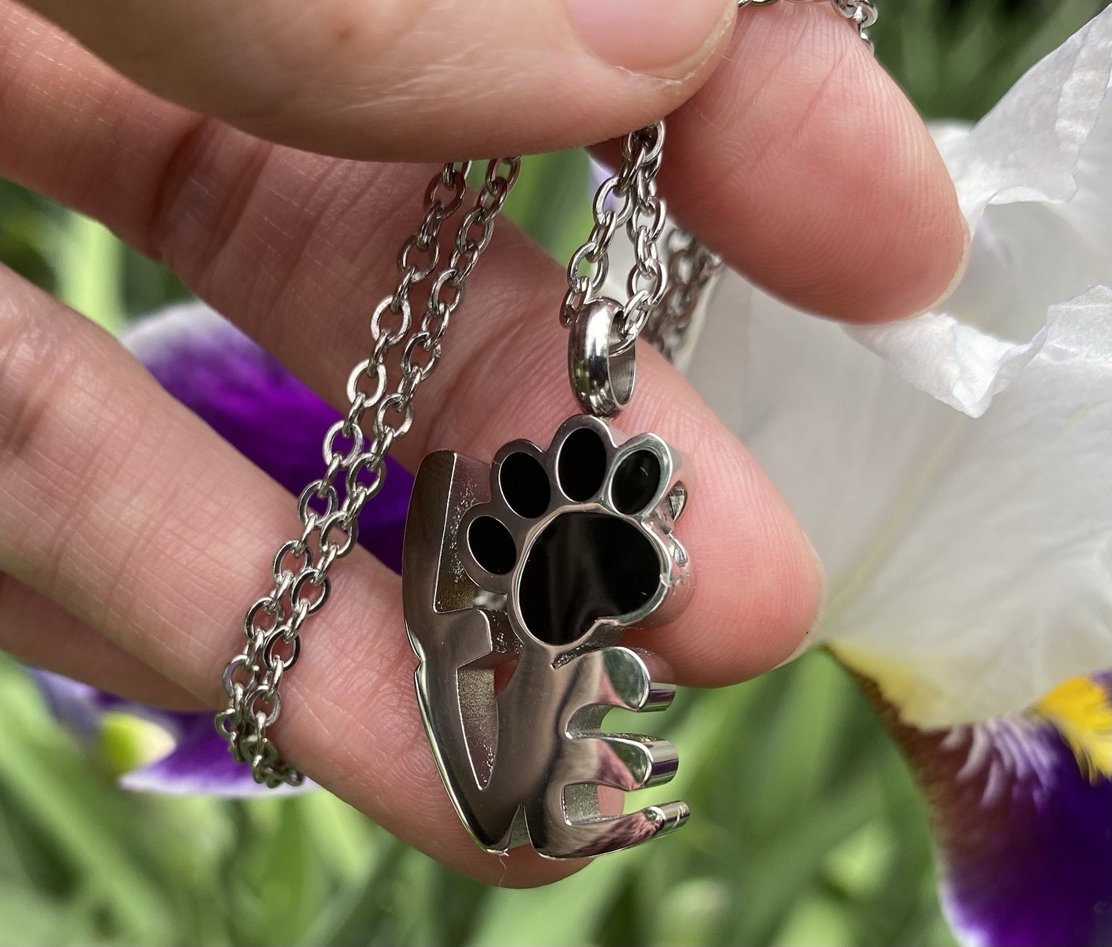 Keyring Urn .5″ Key Chain Pet Cremation Pendant Dog Cat Ash LOVE Paw Holds Ashes