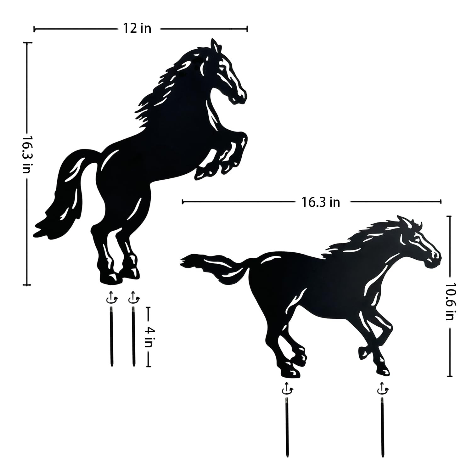 Horse Metal Garden Stakes Unique Gifts for Horse Lovers, Outdoor Decor